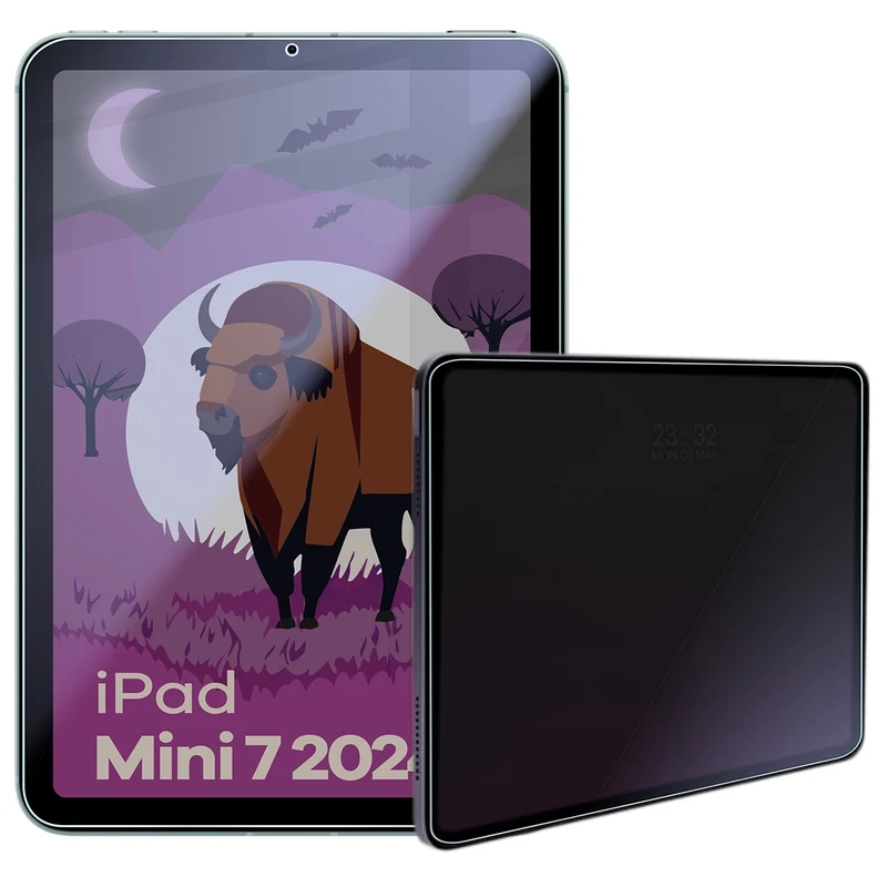 Hybridglas mit Privatschutzfilter für iPad Mini 7 2024, Bizon Tab Hybrid Shadow, Matt