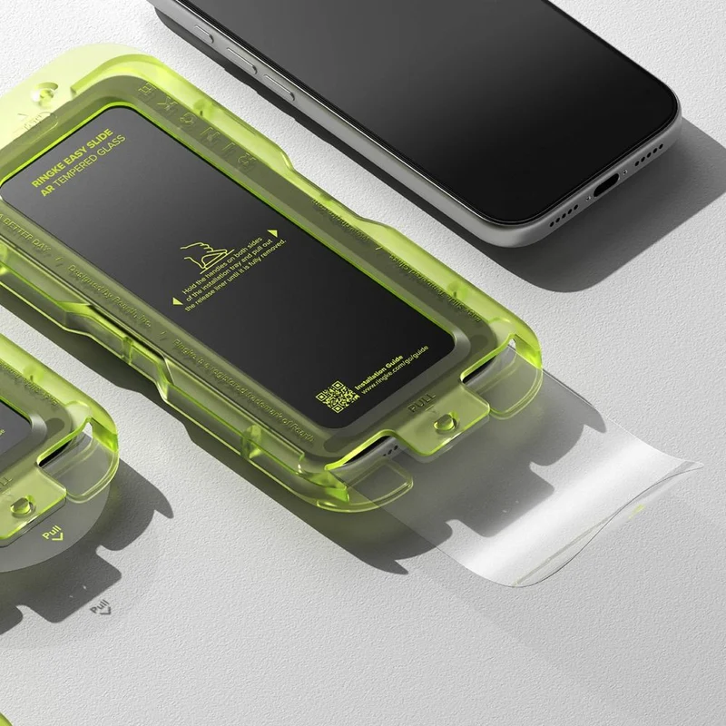 Gehärtetes Antireflexglas mit Applikator für iPhone 17 Pro Max, Ringke Easy Slide AR, 1 Stück, schwarzer Rahmen