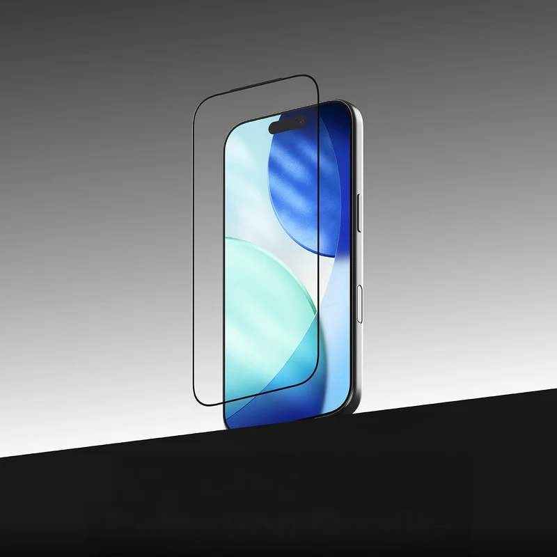 Gehärtetes Antireflexglas mit Applikator für iPhone 17 Pro, Ringke Easy Slide AR, 1 Stück, schwarzer Rahmen