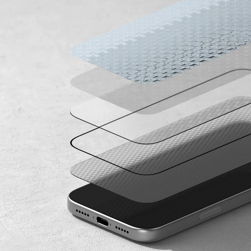 Gehärtetes Antireflexglas mit Applikator für iPhone 17 Pro, Ringke Easy Slide AR, 1 Stück, schwarzer Rahmen