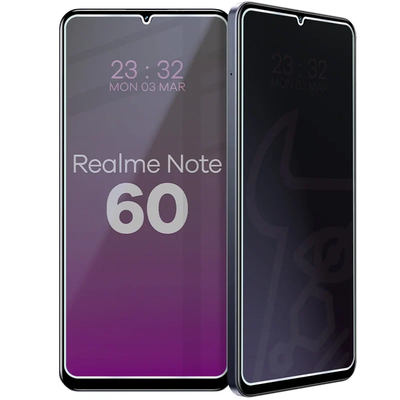 Hybridglas mit Privatschutzfilter für Realme Note 60, Bizon Hybrid Shadow, Matt