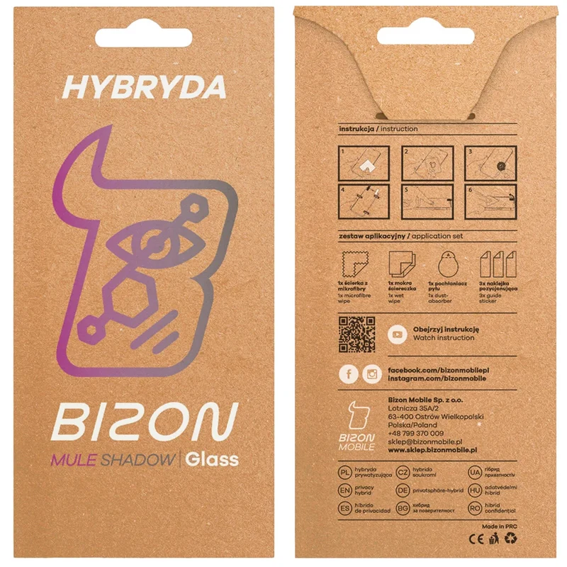 Hybridglas mit Privatschutzfilter für Realme GT 7, Bizon Hybrid Shadow, Matt