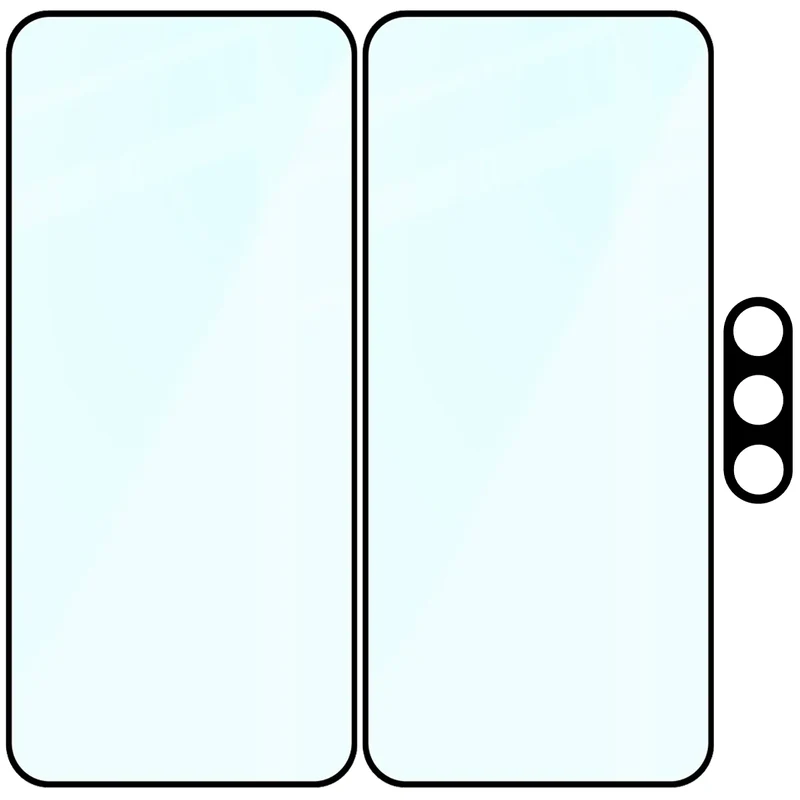Gehärtetes Glas - 2 Stück + Kameraschutz für OnePlus Nord 5, Bizon Glass Edge Pack, Schwarz