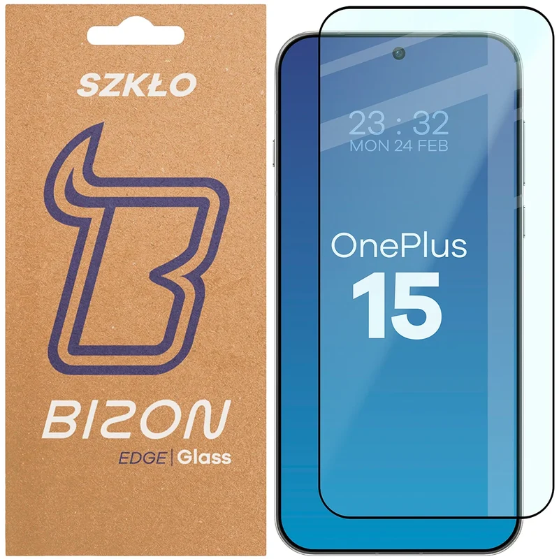 Gehärtetes Glas für OnePlus 15, Bizon Glass Edge, Schwarzer Rahmen
