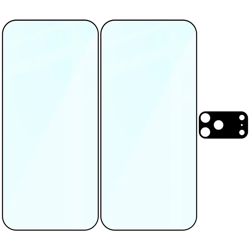 Gehärtetes Glas - 2 Stück + Kameraschutz für iPhone 17 Pro Max, Bizon Glass Edge Pack, Schwarz