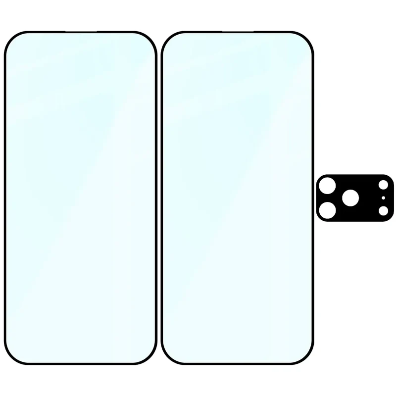 Gehärtetes Glas - 2 Stück + Kameraschutz für iPhone 17 Pro, Bizon Glass Edge Pack, Schwarz