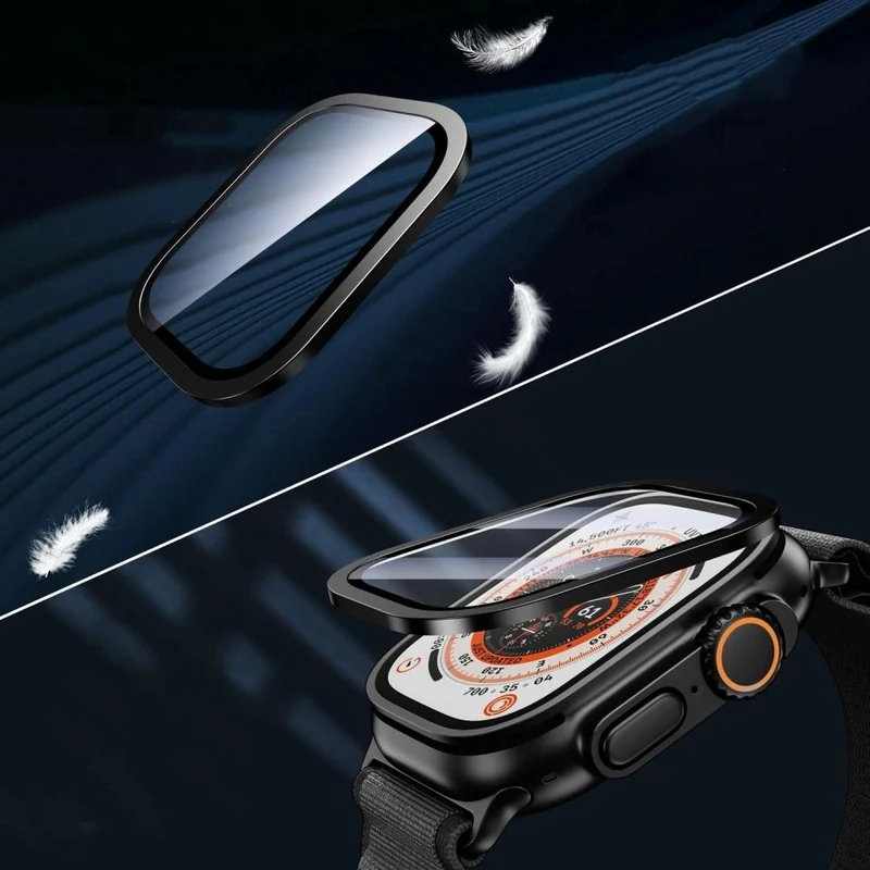 Gehärtetes Glas für Apple Watch Ultra 4/3/2/1 49 mm, 2 Stück, Tech-Protect Glass Ring, Schwarz