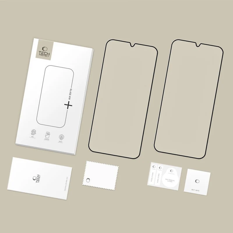 Gehärtetes Glas für Xiaomi POCO M7 4G, Tech-Protect Glass Fit Plus, 2 Stück, Schwarzer Rahmen