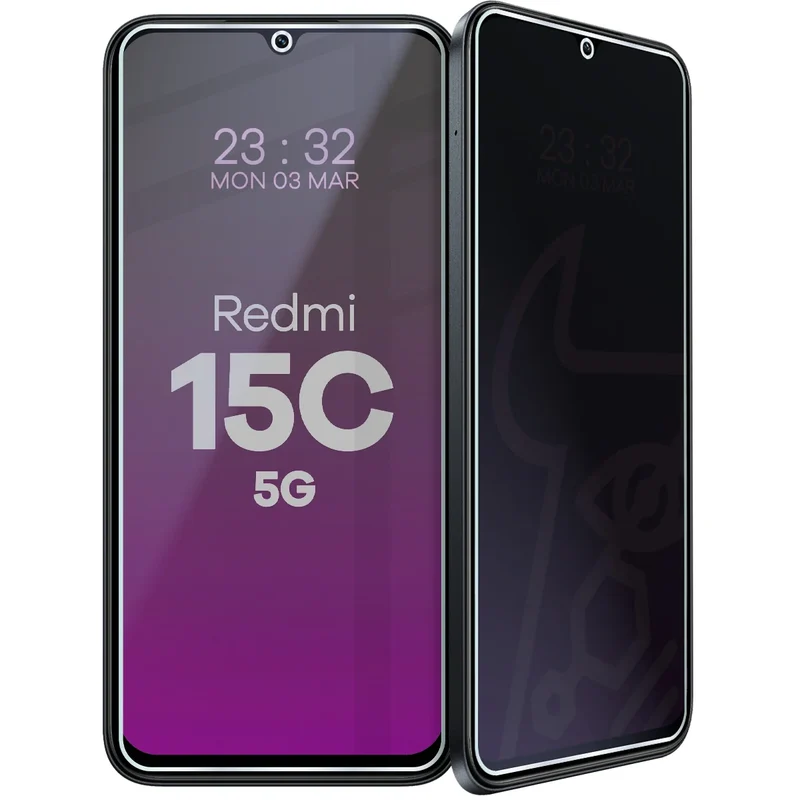 Hybridglas mit Privatschutzfilter für Xiaomi Redmi 15C 5G, Bizon Hybrid Shadow, Matt