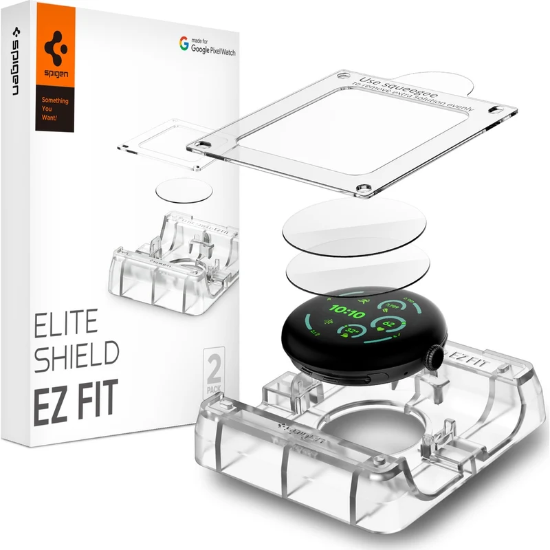 Bildschirmfolie + Applikator für Pixel Watch 5 / 4 / 3 (41 mm), Spigen Elite Shield EZ Fit 2-Pack, Transparent