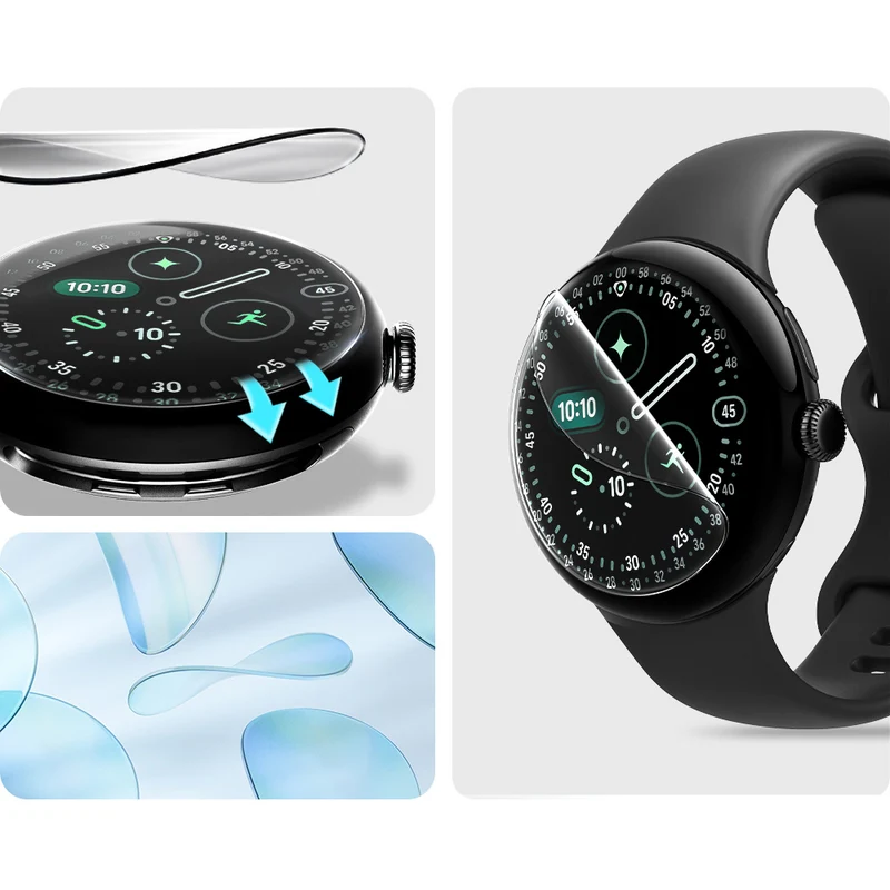Bildschirmfolie + Applikator für Pixel Watch 5 / 4 / 3 (41 mm), Spigen Elite Shield EZ Fit 2-Pack, Transparent