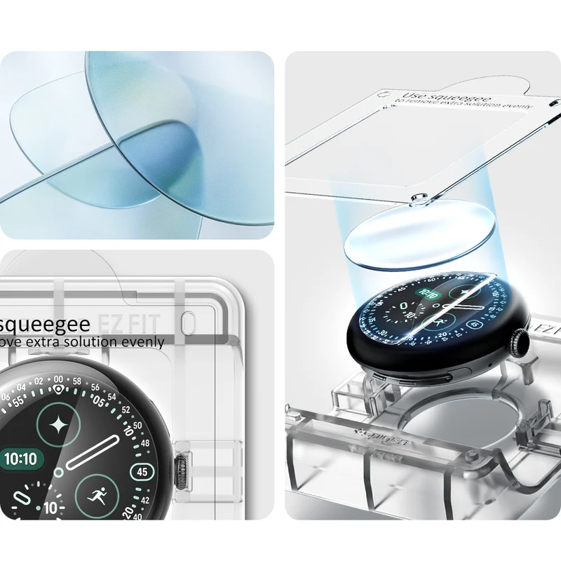 Bildschirmfolie + Applikator für Pixel Watch 5 / 4 / 3 (41 mm), Spigen Elite Shield EZ Fit 2-Pack, Transparent