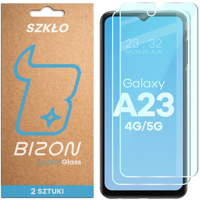 Gehärtetes Glas für Galaxy A23 4G / 5G, Bizon Glass Clear Duo, 2 Stück