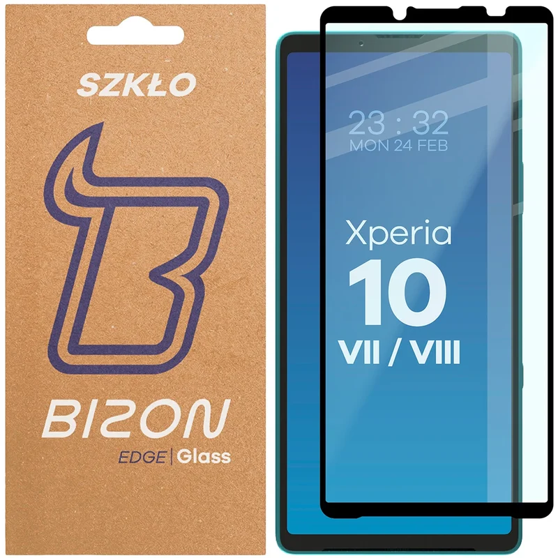 Gehärtetes Glas für Sony Xperia 10 VII / VIII, Bizon Glass Edge, Schwarzer Rahmen