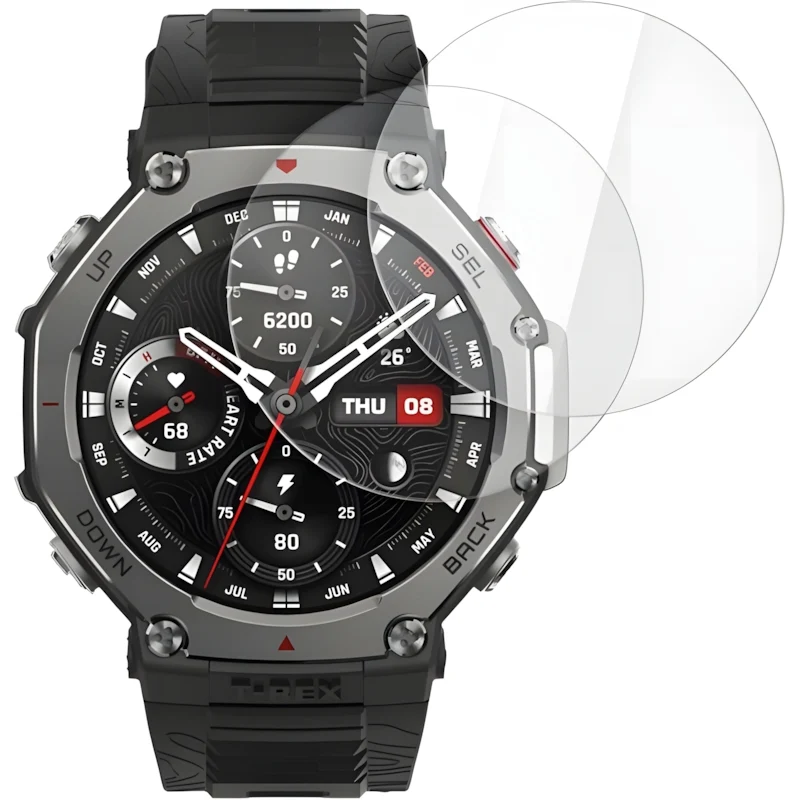 Gehärtetes Glas für Amazfit T-Rex 3 Pro 48 mm, Tech-Protect Glass Fit Plus, 2 Stück