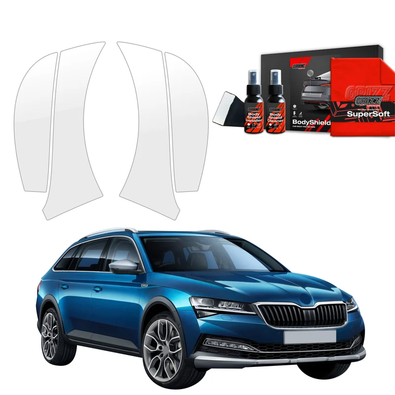 4in1 Schutzfolie Grizz Protector für hinteren & vorderen Seitenschwelle - Skoda Superb 3 Combi (2019- 2023)