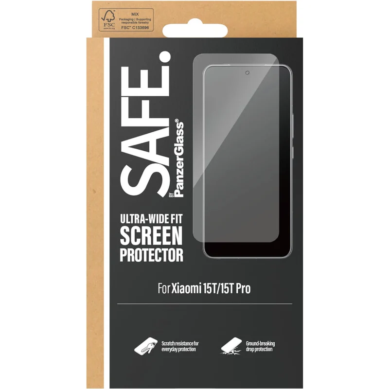 Gehärtetes Glas für Xiaomi 15T / 15T Pro, SAFE by PanzerGlass Ultra-Wide Fit, Transparent