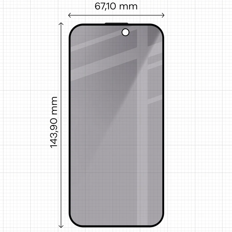 Gehärtetes Glas mit Privatschutzfilter für iPhone 15 Pro, Bizon Glass Edge Shadow Duo, getönt mit schwarzer Rahmen, 2 Stück