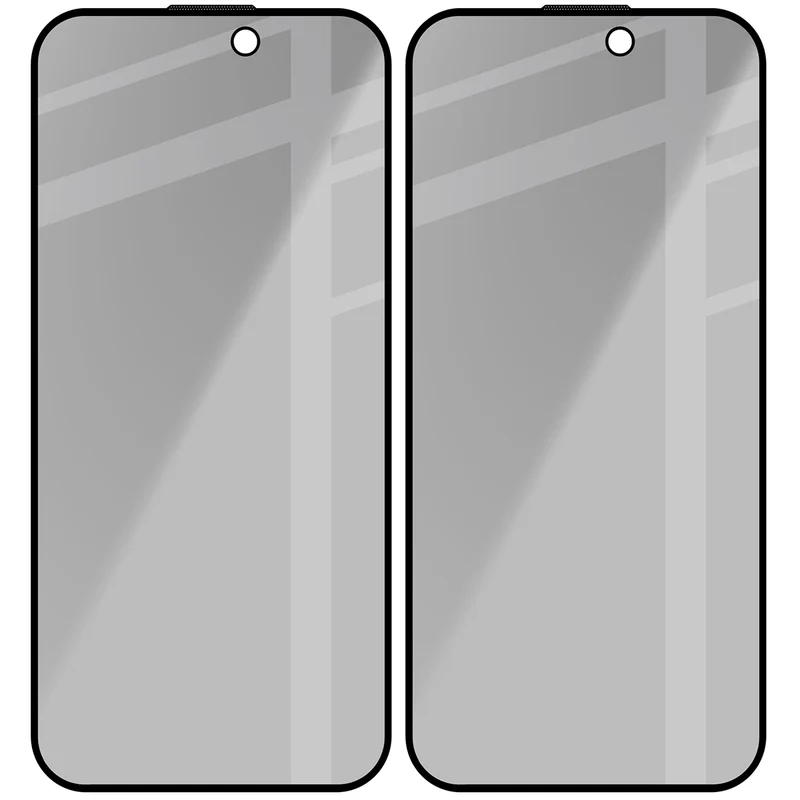 Gehärtetes Glas mit Privatschutzfilter für iPhone 15 Pro, Bizon Glass Edge Shadow Duo, getönt mit schwarzer Rahmen, 2 Stück
