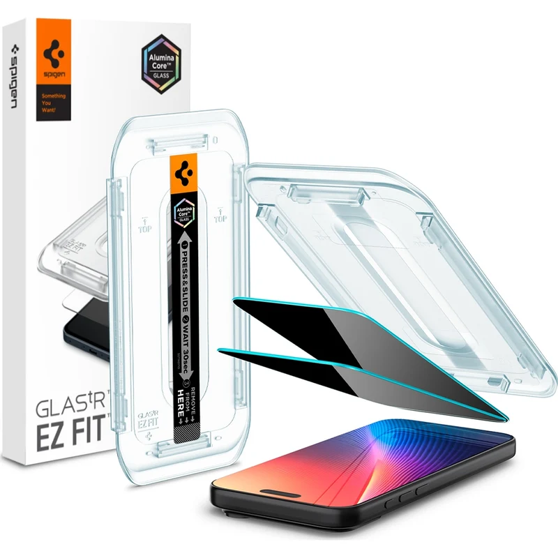 Glas + Applikator für iPhone 17 Pro / 17 / 16 Pro, Spigen Glas.tR EZ Fit Privacy 2-Pack (AC)