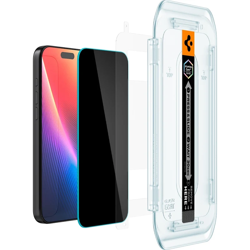 Glas + Applikator für iPhone 17 Pro / 17 / 16 Pro, Spigen Glas.tR EZ Fit Privacy 2-Pack (AC)
