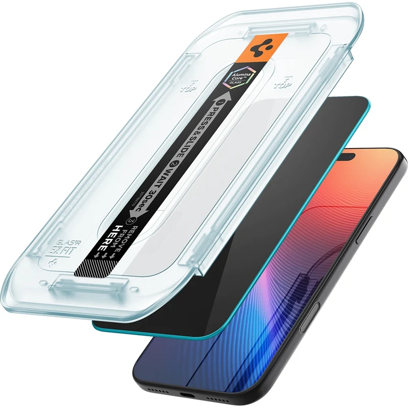 Glas + Applikator für iPhone 17 Pro / 17 / 16 Pro, Spigen Glas.tR EZ Fit Privacy 2-Pack (AC)