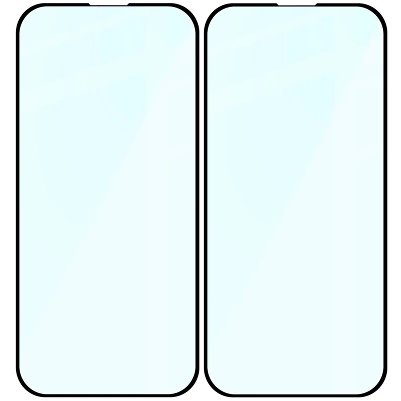 Gehärtetes Glas für iPhone 15 / 16, Bizon Glass Edge Duo, Schwarzer Rahmen, 2 Stück