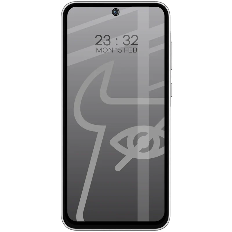Gehärtetes Glas mit Privatschutzfilter für Galaxy M35 5G / A35 5G / A55 5G, Bizon Glass Edge Shadow Duo, getönt mit schwarzer Rahmen, 2 Stück