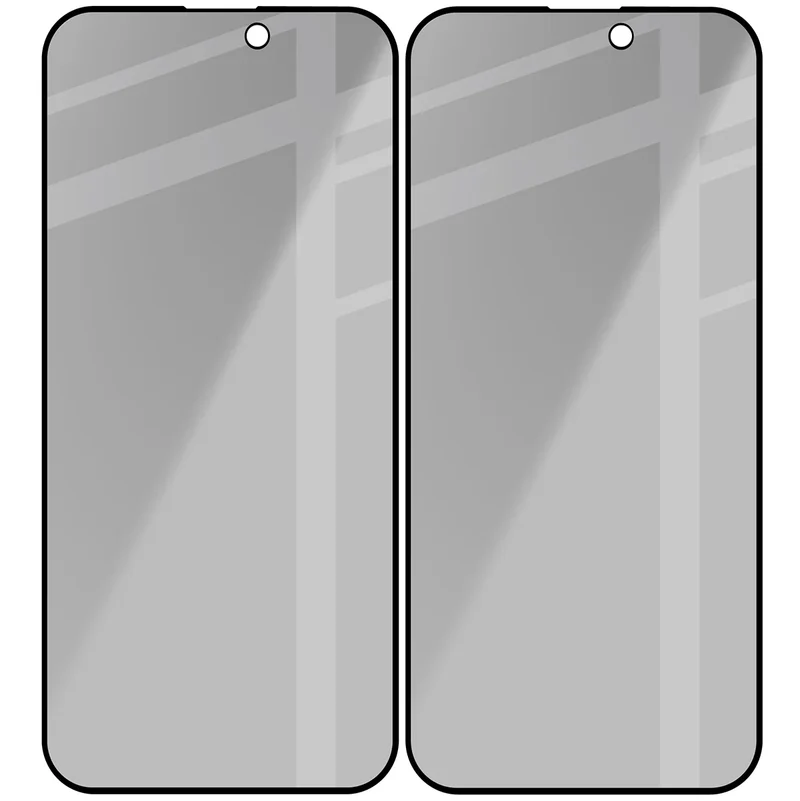 Gehärtetes Glas mit Privatschutzfilter für iPhone 15 Pro Max, Bizon Glass Edge Shadow Duo, getönt mit schwarzer Rahmen, 2 Stück