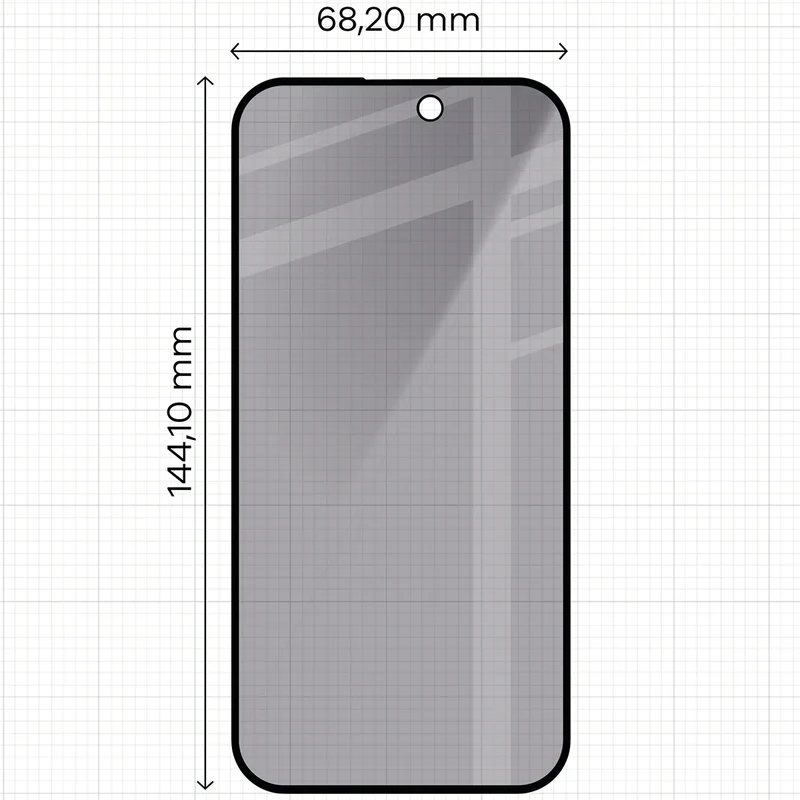Gehärtetes Glas mit Privatschutzfilter für iPhone 15 / 16, Bizon Glass Edge Shadow Duo, getönt mit schwarzer Rahmen, 2 Stück