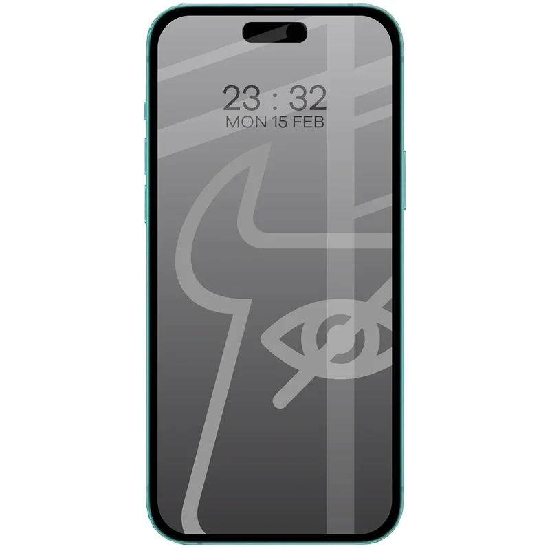 Gehärtetes Glas mit Privatschutzfilter für iPhone 15 / 16, Bizon Glass Edge Shadow Duo, getönt mit schwarzer Rahmen, 2 Stück
