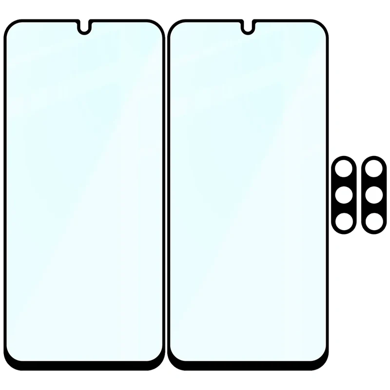 Gehärtetes Glas - 2 Stück + Kameraschutz für Galaxy A17 5G, Bizon Glass Edge Pack, Schwarz