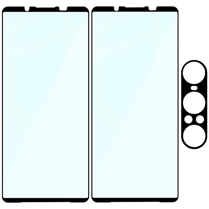 Gehärtetes Glas - 2 Stück + Kameraschutz für Sony Xperia 1 VII, Bizon Glass Edge Pack, Schwarz