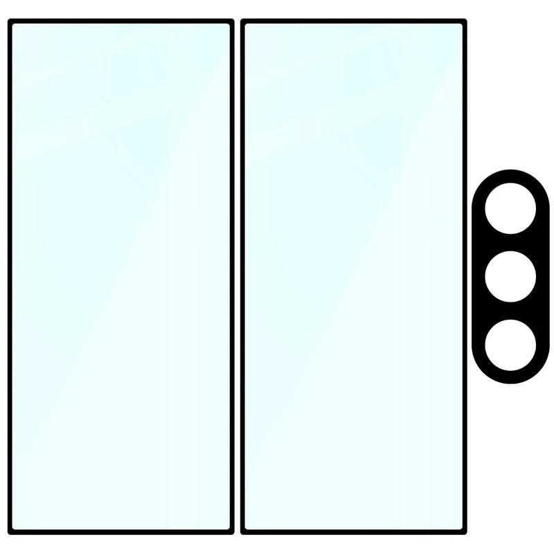 Gehärtetes Glas - 2 Stück + Kameraschutz für Galaxy Z Fold7, Bizon Glass Edge Pack, Schwarz