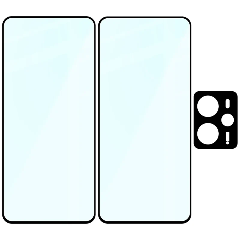Gehärtetes Glas - 2 Stück + Kameraschutz für Realme 14 5G / 14T 5G, Bizon Glass Edge Pack, Schwarz