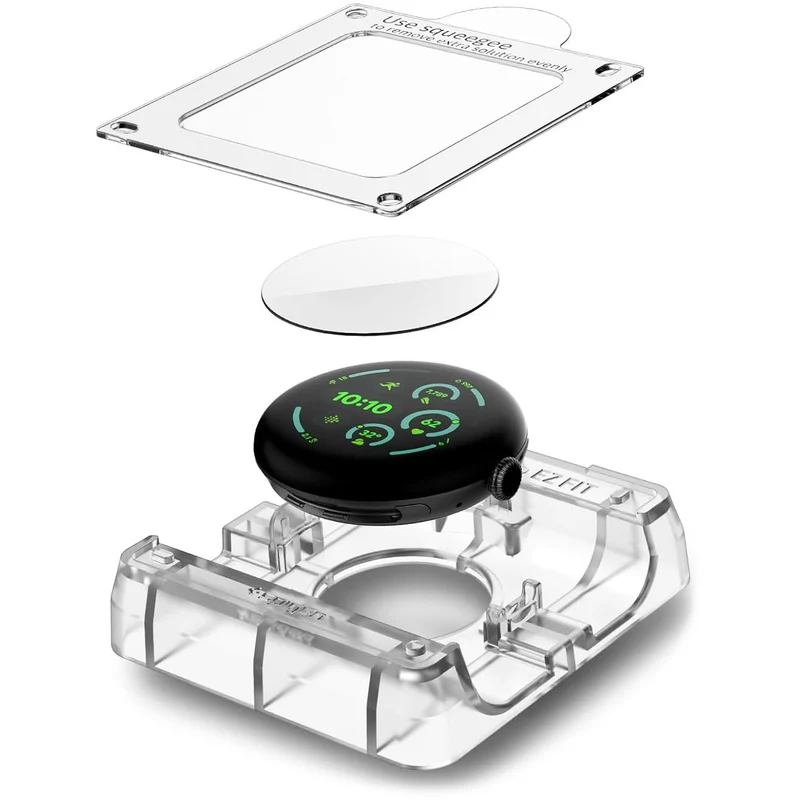 Bildschirmfolie + Applikator für Pixel Watch 5 / 4 / 3 (45 mm), Spigen Elite Shield EZ Fit 2-Pack, Transparent