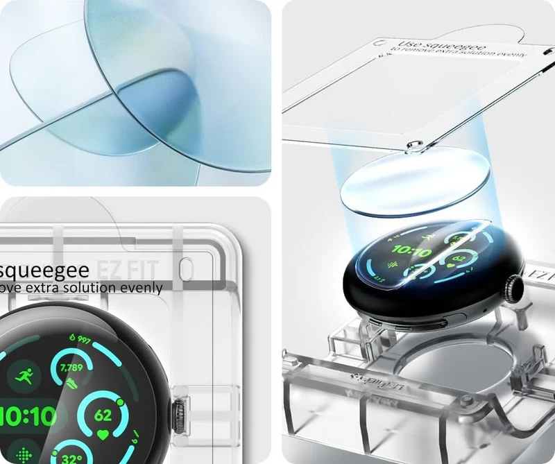Bildschirmfolie + Applikator für Pixel Watch 5 / 4 / 3 (45 mm), Spigen Elite Shield EZ Fit 2-Pack, Transparent