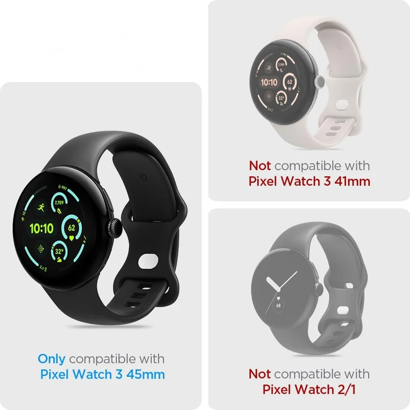 Bildschirmfolie + Applikator für Pixel Watch 5 / 4 / 3 (45 mm), Spigen Elite Shield EZ Fit 2-Pack, Transparent