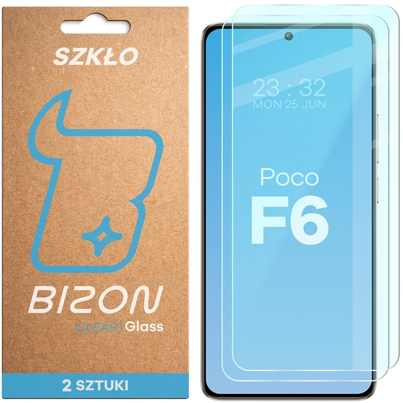 Gehärtetes Glas für Xiaomi POCO F6, Bizon Glass Clear Duo, 2 Stück