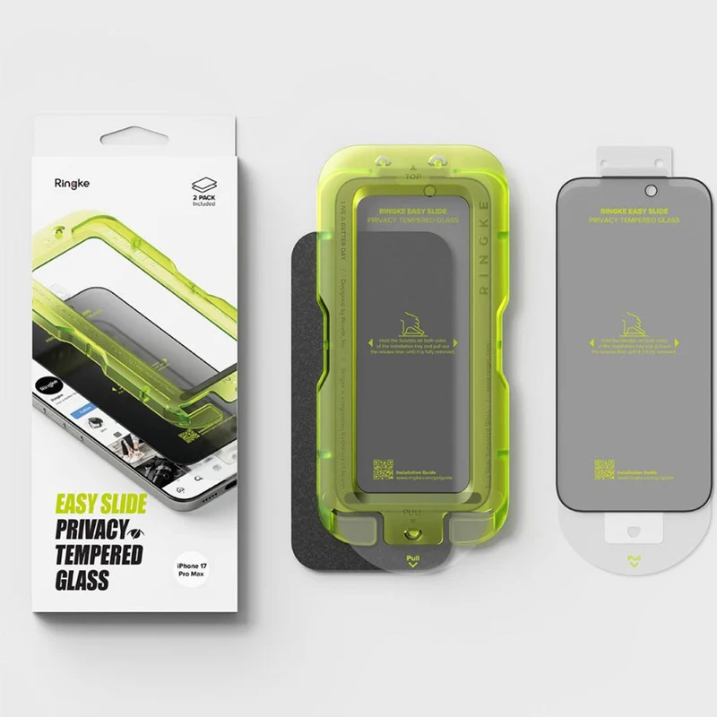 Sichtschutzglas mit Applikator für iPhone 17 Pro Max, Ringke Easy Slide Privacy, 2 Stück