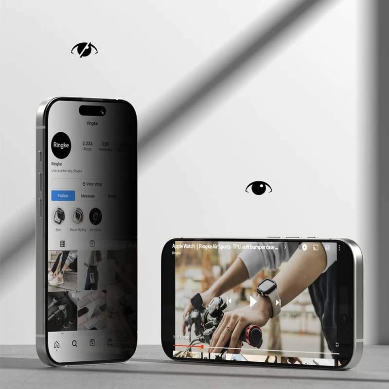 Sichtschutzglas mit Applikator für iPhone 17, Ringke Easy Slide Privacy, 2 Stück