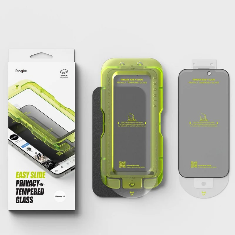 Sichtschutzglas mit Applikator für iPhone 17, Ringke Easy Slide Privacy, 2 Stück