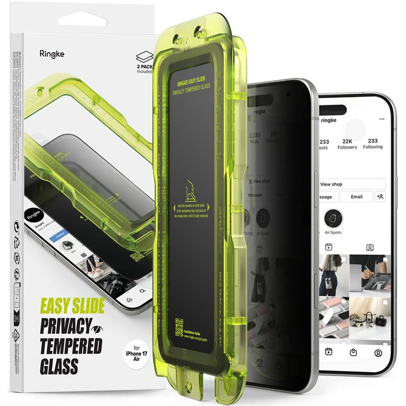 Sichtschutzglas mit Applikator für iPhone Air, Ringke Easy Slide Privacy, 2 Stück
