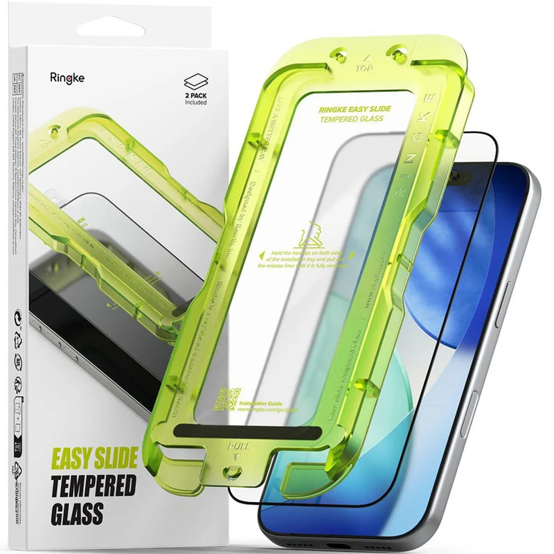 Gehärtetes Bildschirmglas mit Applikator für iPhone 17 Pro Max, Ringke Easy Slide, 2 Stück