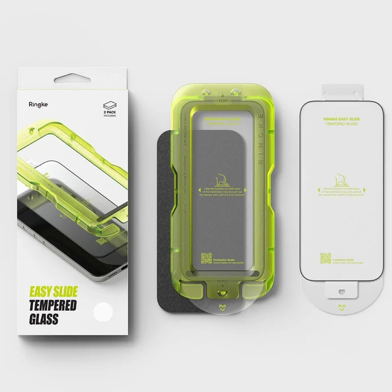 Gehärtetes Bildschirmglas mit Applikator für iPhone 17 Pro, Ringke Easy Slide, 2 Stück