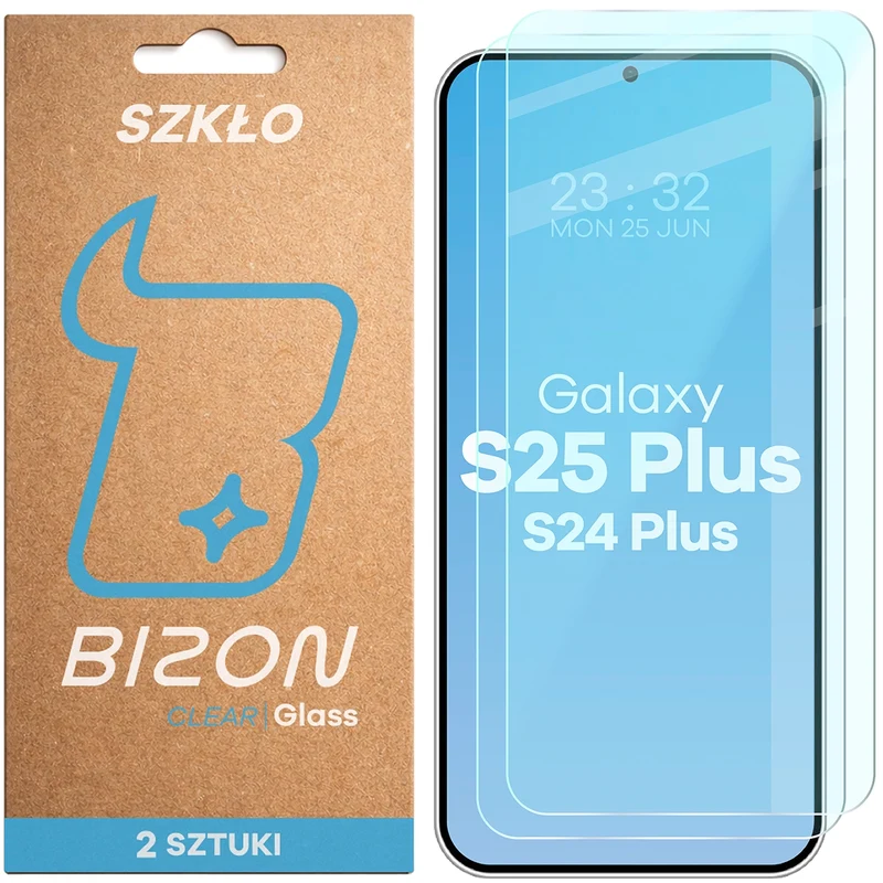 Gehärtetes Glas für Galaxy S25 Plus / Galaxy S24 Plus, Bizon Glass Clear Duo, 2 Stück