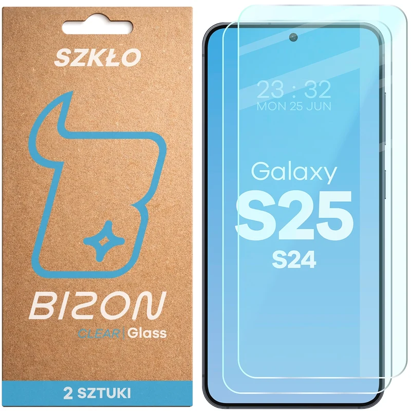 Gehärtetes Glas für Galaxy S25 / S24, Bizon Glass Clear Duo, 2 Stück
