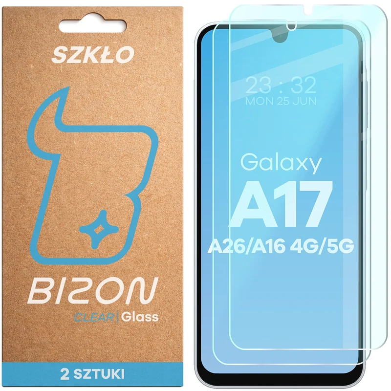 Gehärtetes Glas für Galaxy A16 4G/5G / A17 5G / A26 5G, Bizon Glass Clear Duo, 2 Stück