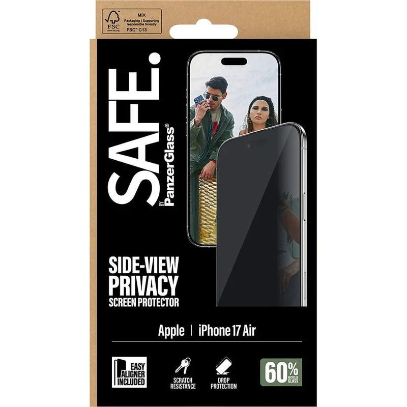 Sichtschutzglas mit Applikator für iPhone Air, SAFE by PanzerGlass Ultra-Wide Fit Privacy mit EasyAligner