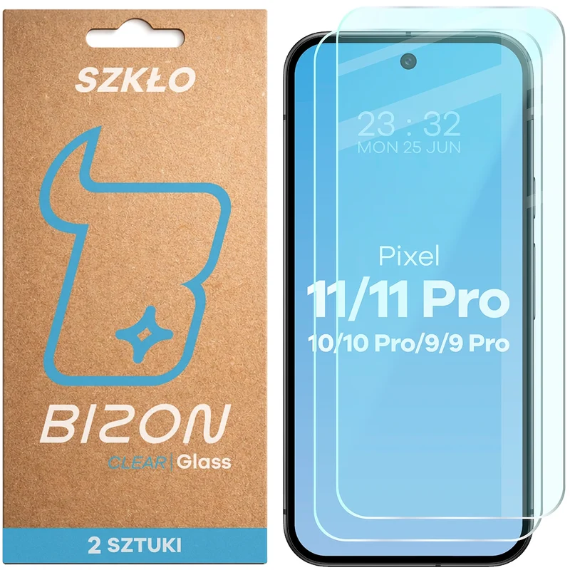 Gehärtetes Glas für Google Pixel 11 / 11 Pro / 10 / 10 Pro / 9 / 9 Pro, Bizon Glass Clear Duo, 2 Stück